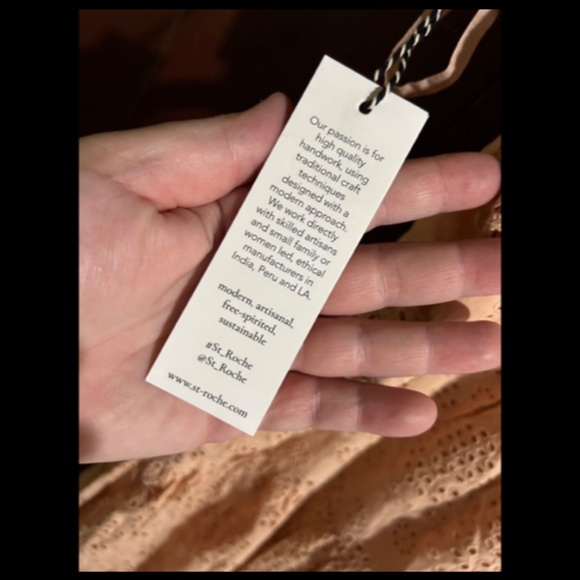 St. Roche Benedict Embroidered Eyelet Halter or Strapless Midi Dress Tan Size 8 - Picture 11 of 16